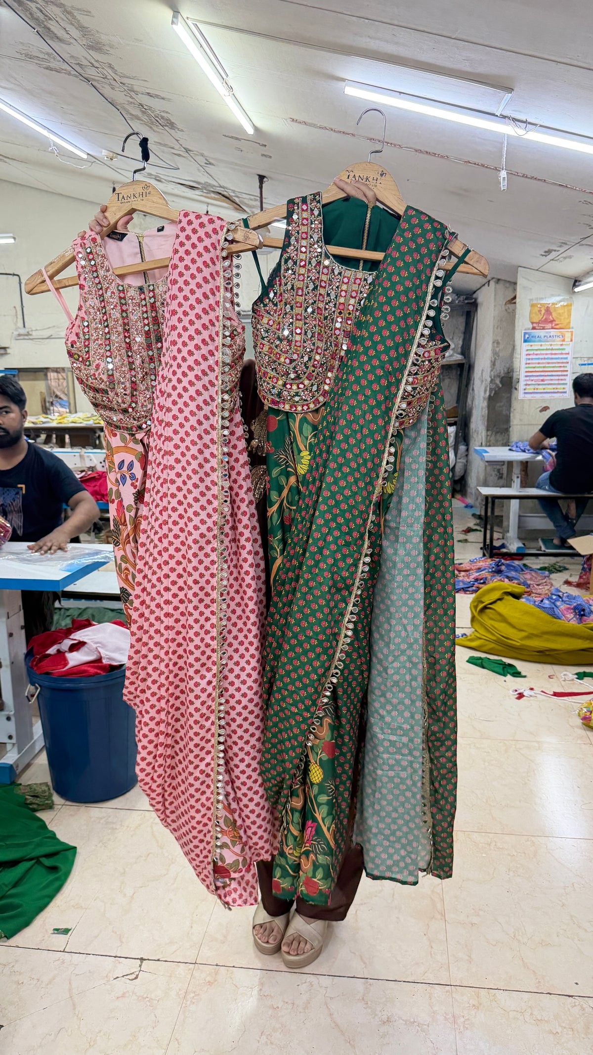 In-cut Blouse, Skirt with a drape attached