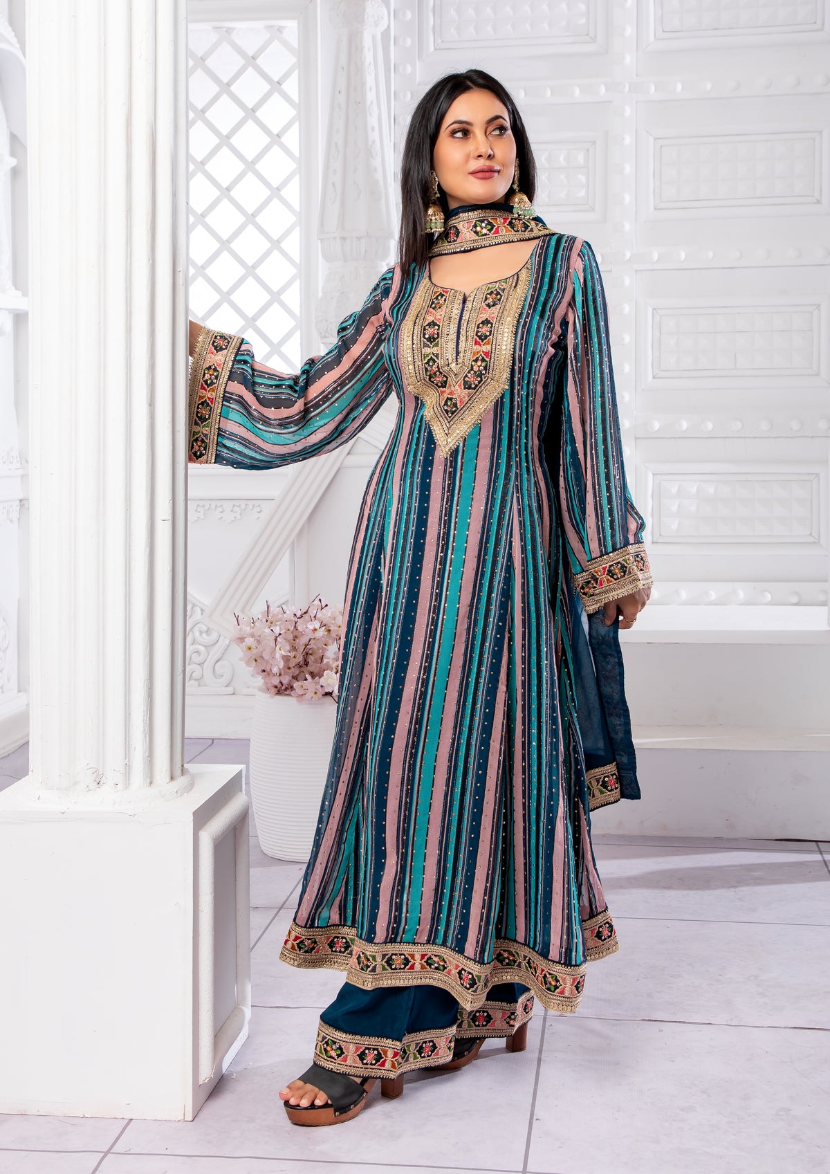 Blue Noor Anarkali Set