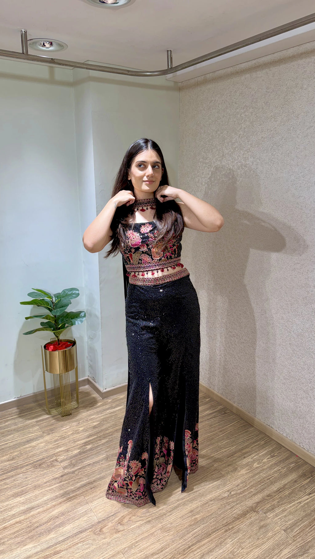 Crop Top, Bell Bottoms, Dupatta