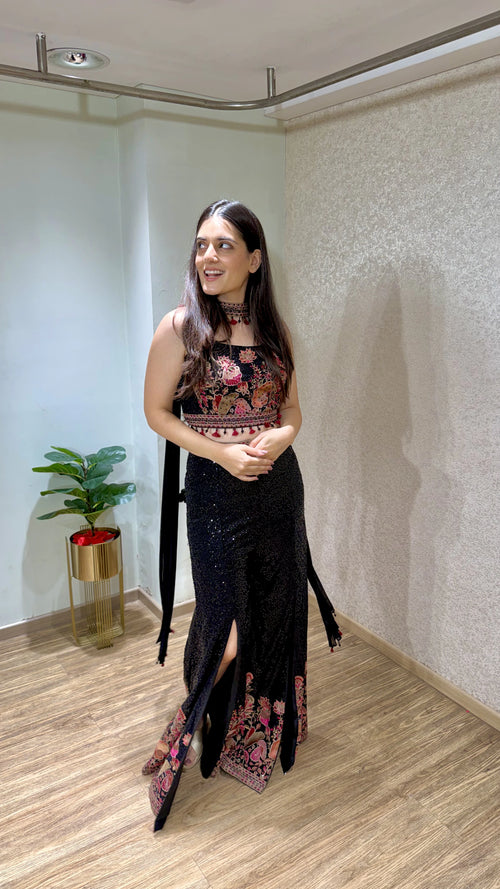 Crop Top, Bell Bottoms, Dupatta