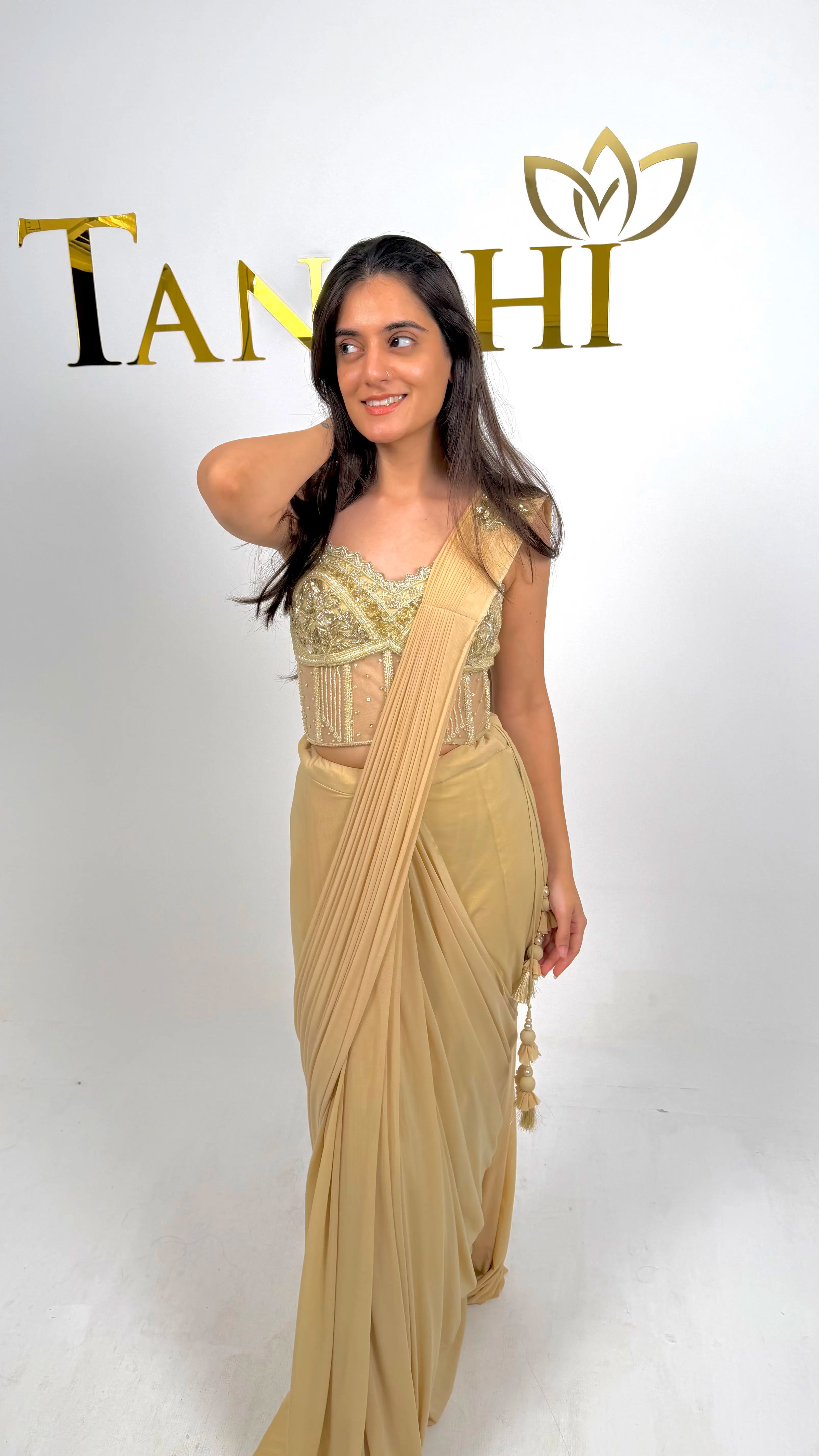 Corset Blouse, Skirt with a drape attached - 2pc