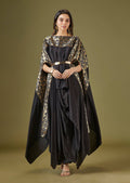 Black Kaftan Style Drape Skirt Set