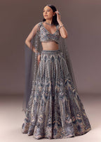 Net Lehenga Set With Cape Style Dupatta