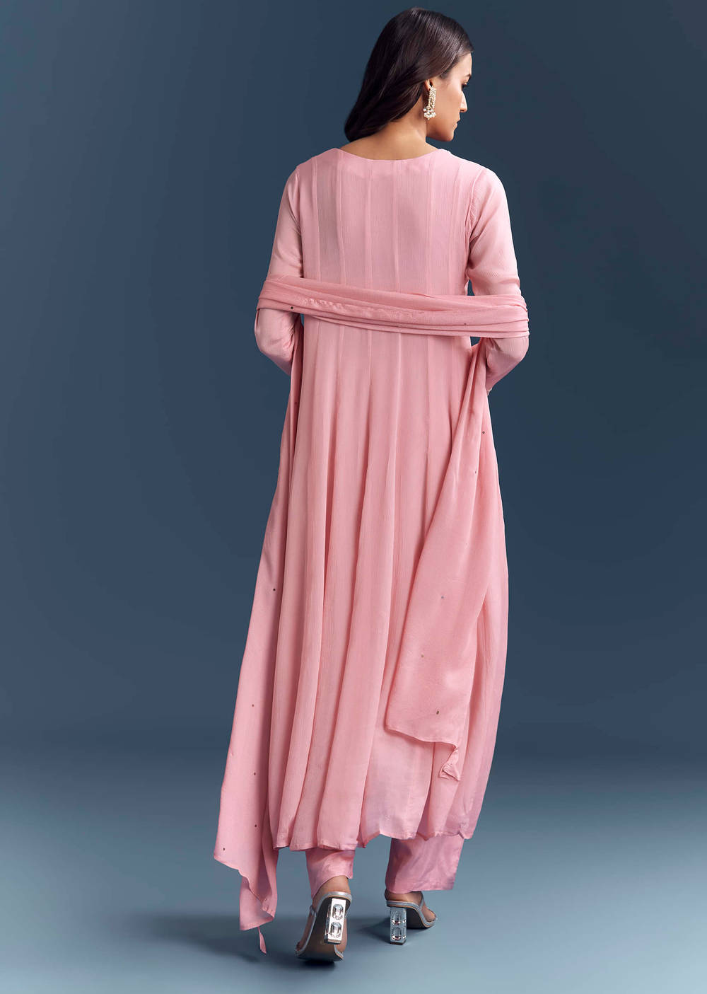 Light Pink Chinon Anarkali Suit