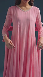 Light Pink Chinon Anarkali Suit